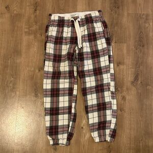 Plaid Christmas Pajama Bottoms with Drawstring